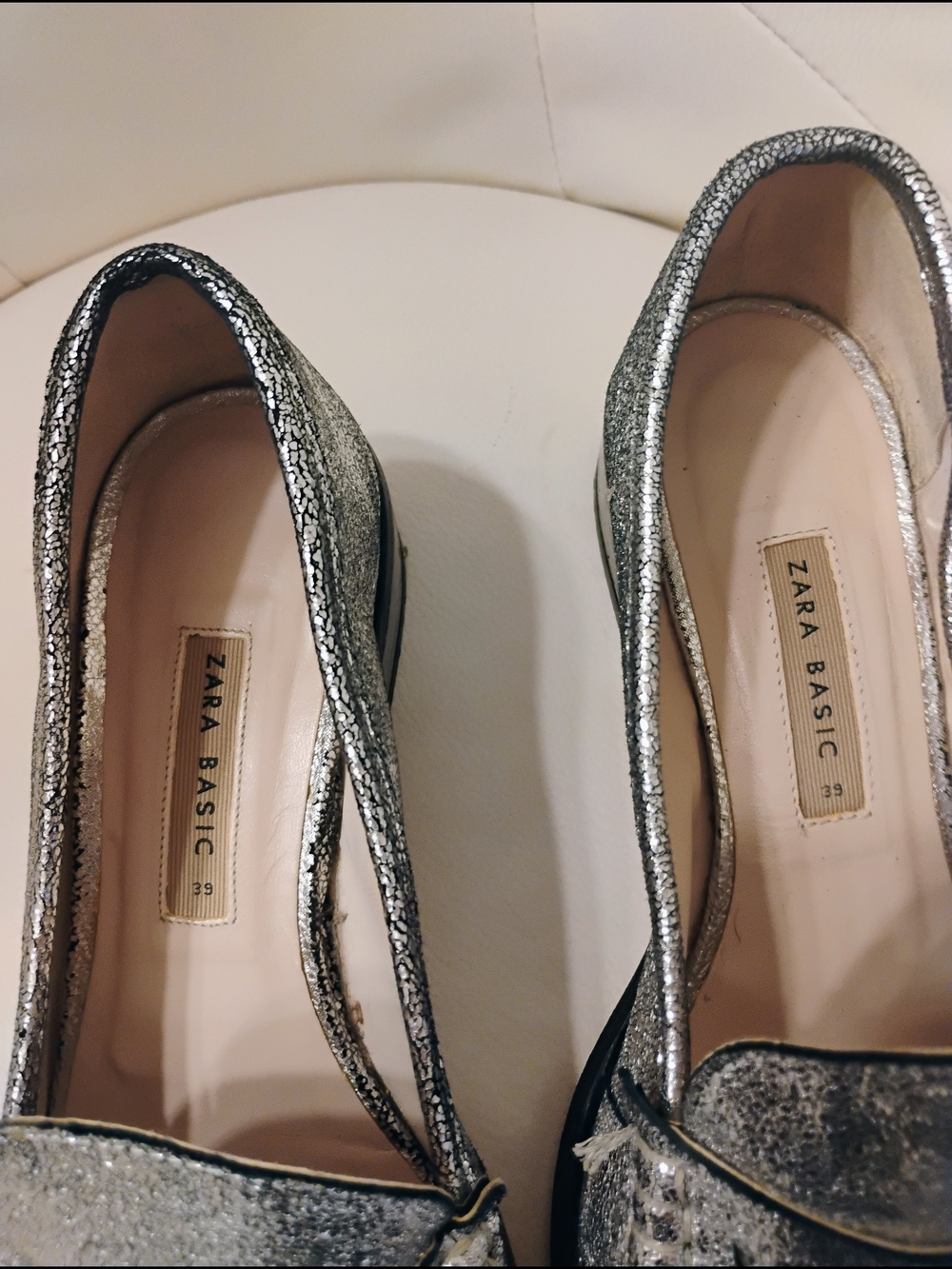 Zara Silver Metallic Penny Loafers - Picture 4 of 6
